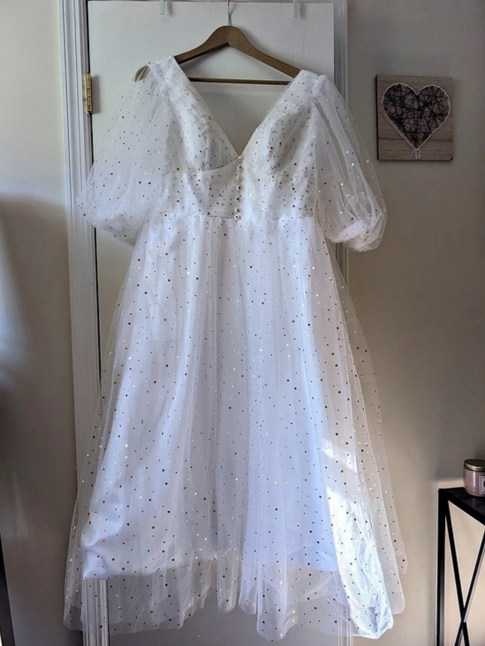 White Puff Sleeve Mini Dress Like New